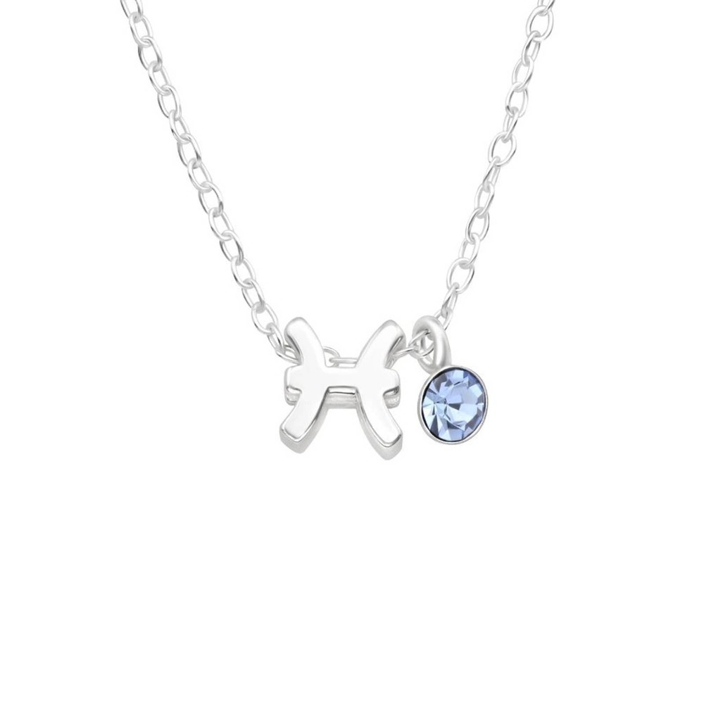 Sterling Silver Aquamarine Pisces Necklace